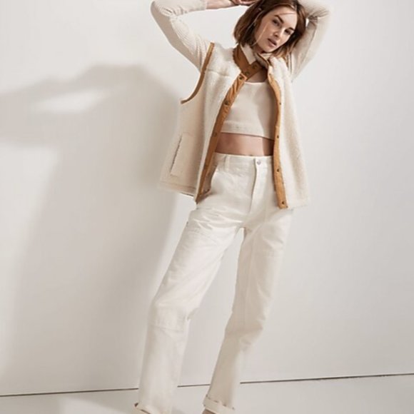 Madewell MWL Waffle Long-Sleeve Crop Tee - Size Medium - Fantastic Condition - Picture 2 of 5